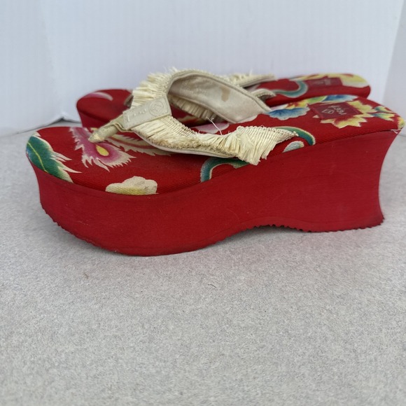 Y2K‎ Women's Vintage Reef Chunky Platform Red Thong Flip-Flops Sandals Size 7 - Picture 6 of 11